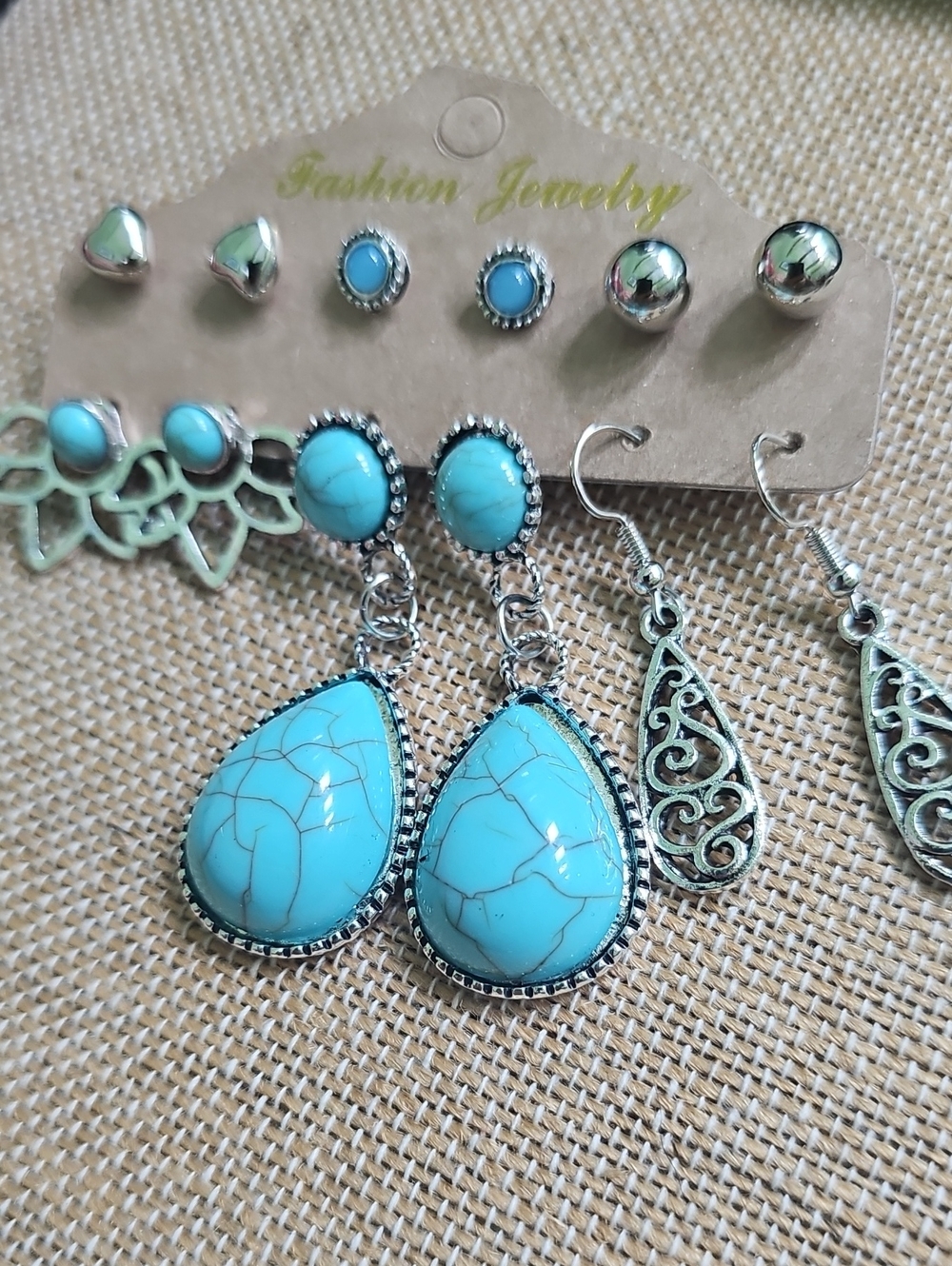 Turquoise Boho Dangle & Stud Earring Bundle 10 Pair Multipack